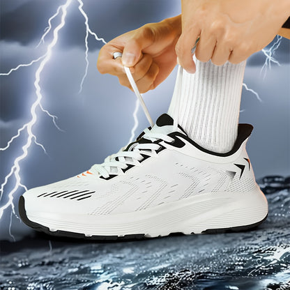 Men'S Wide Toe Box Running Shoes - Non-Slip MD Sole, Breathable Fabric Upper, All-Season Gym, Jogging, Walking Shoes - Lace-Up Athletic Sneakers for Big Feet & Wide Feet - Available in Multiple Colors (Dark Blue/Neon Yellow)