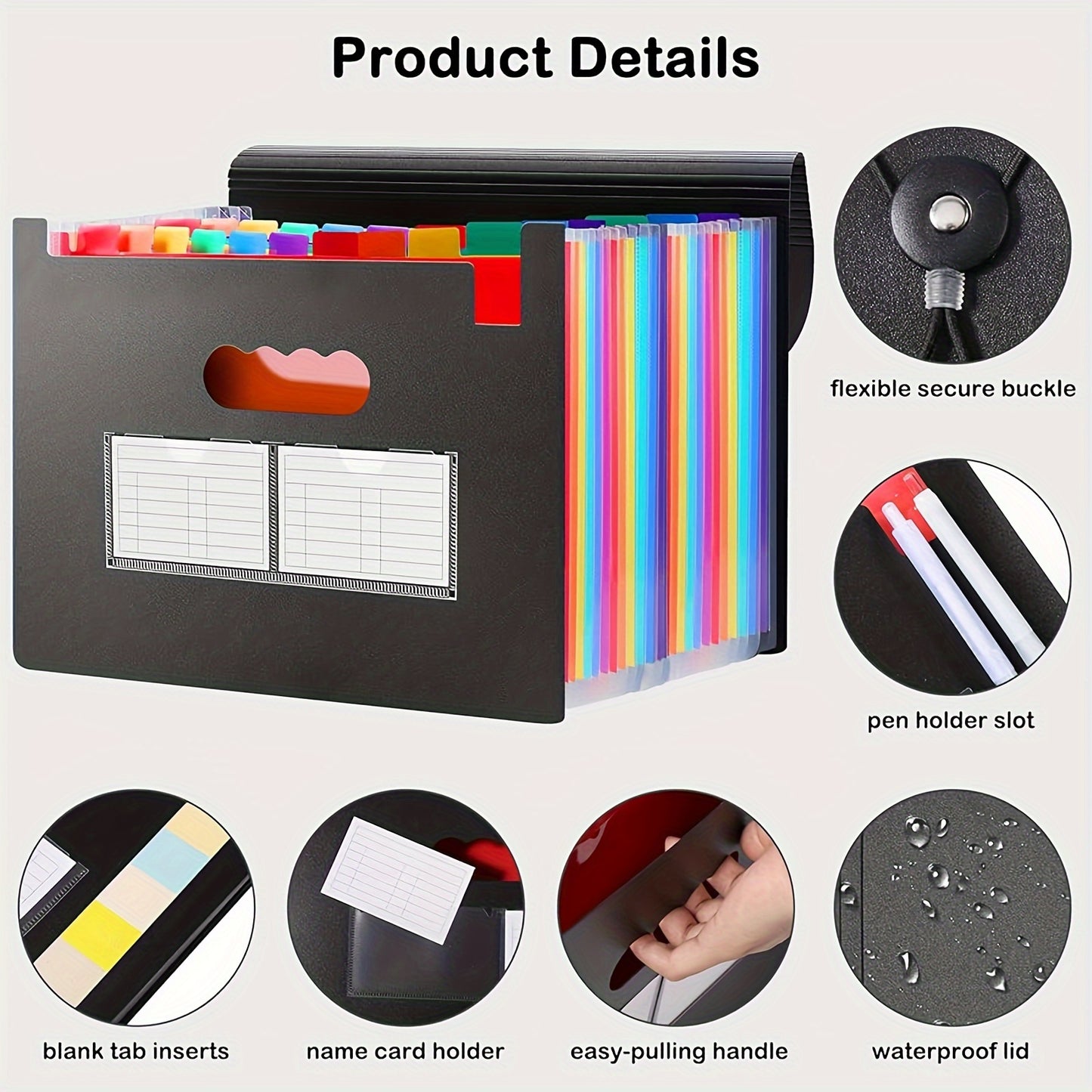 1pc 25 Pockets File Folder Organizer, Expandable Plastic Filing Box, Paper/Document/Receipt Organizer Folders (A4/Letter Size) Art Supplies Folder Multi-Purpose Standing Folder for Office School Home