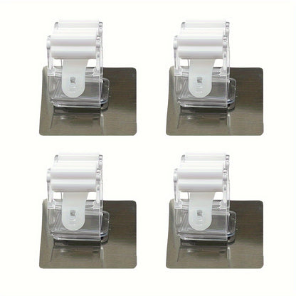 4pcs, Strong Mop Hook, Mop Clip, Punch-free Wall Mounted Mop And Broom Storage Clip, Adhesive Mop Storage Holder, Mop Hanging Rack, Multifunctional Tools Storage Clip For Bathroom Kitchen Garden, Strong Sticky, Cleaning Acces