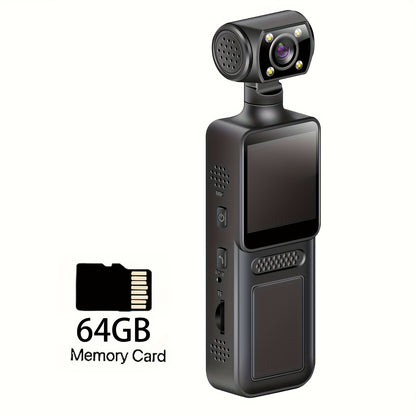 Handheld Stabilizer Pocket Sports Camera with Rotating Lens, Touch Video Recording, 180° Rotatable HD Camcorder for Action Vlogging on Skiing & Cycling, 1.3-inch Screen Portable Rechargeable Outdoor Adventure Handycam