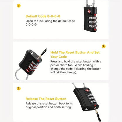 Two Tsa-Approved Combination Locks, Durable And Multifunctional Padlocks.