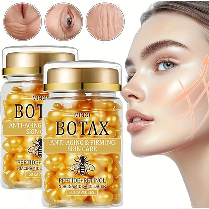 2-Pack of 120 BOTAX Firming Capsules, Skincare Product with Retinol, Collagen, Bee Venom, and Acetyl Cysteine, Enriched with Hyaluronic Acid for Light Beige Tightening, Suitable for All Light Beige Types, Lightweight Texture,