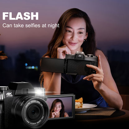 NBD Digital Camera, 48MP Cameras for Photography with WiFi & App Control, 4K Vlogging Camera, Compact Camera, Perfect for Entry-Level Users and Beginners with Macro&Wide Lens-32GB Card