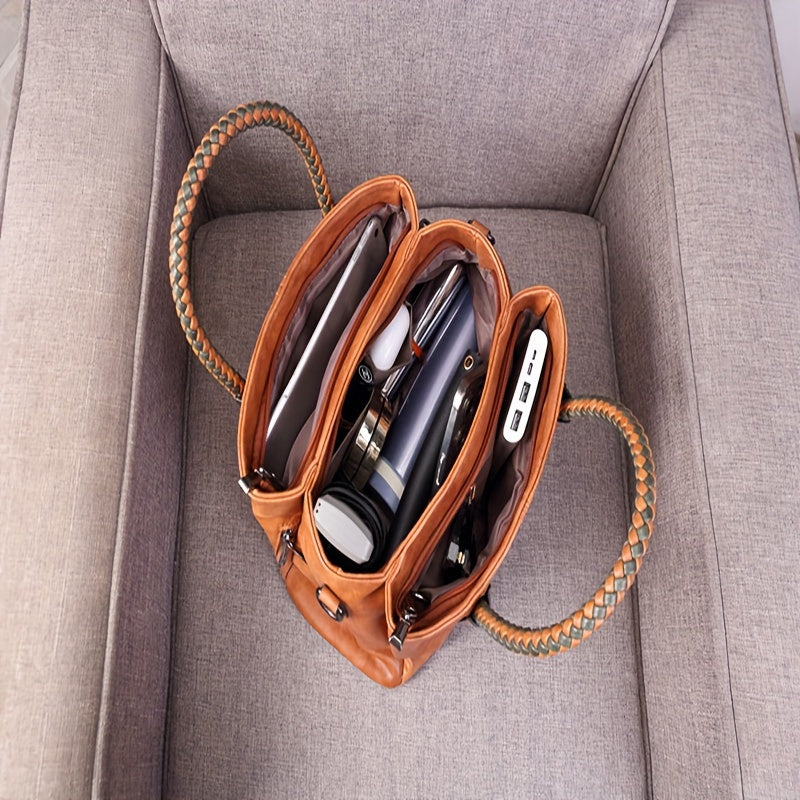 Big Bag 2025 Four Seasons Versatile Handbag Fashion Office Bag Texture Soft Boston Single Shoulder Crossover Large Capacity Women's Bag