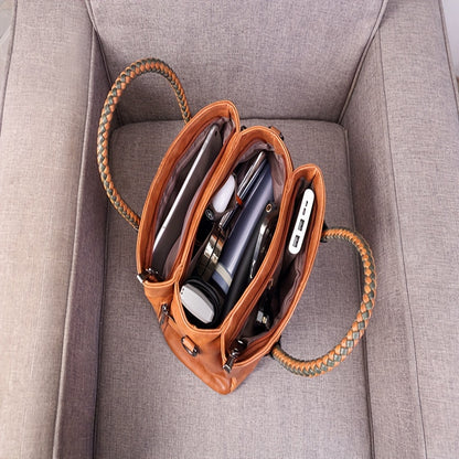 Big Bag 2025 Four Seasons Versatile Handbag Fashion Office Bag Texture Soft Boston Single Shoulder Crossover Large Capacity Women's Bag