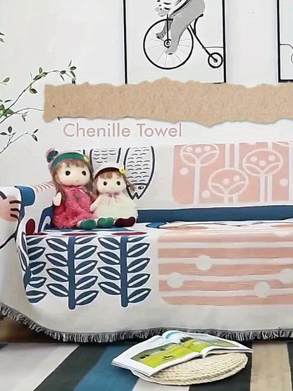 1pc Scandinavian Style All-Season Sofa Covers Cotton Blend Sofa Throw Covers Universal Featuring Botanical, Non-slip Sofa Cushion, And Majestic Cat Patterns Sofa Cover, Outdoor Picnic Mat, Outdoor Blanket, Tapestry, Tableclot