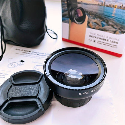 Boost Your Smartphone Photography with APEXEL's 0.45x HD 37MM Wide Angle Lens & 12.5x Super Macro Lens Kit!