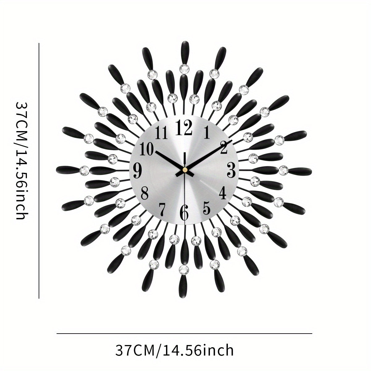 1pc 14.56 Inch Black Small Wall Clock For Living Room Decor, Modern Metal Wall Clocks For Kitchen Bedroom Office Decor, Non-Ticking Quiet Wall Clock Easy To Read