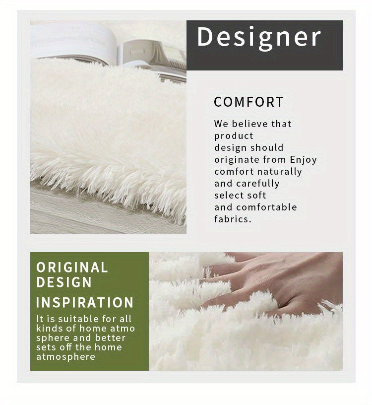 1pc Ultra Soft Plush Rug, White Large Area Rug, Non-slip Fluffy Shaggy Rug, Waterproof Shaggy Throw Rugs For Living Room Bedroom Nursery Room, Game Room Dormitory Carpet, Teenage Room Decoration, Room Decor