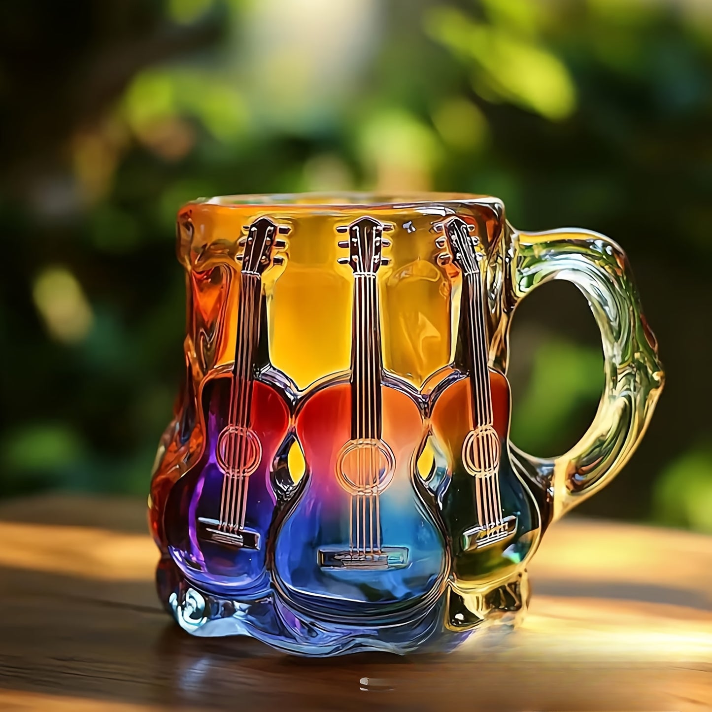 Novelty Guitar Art Mug - Vibrant Electric Guitar Design, High-Quality Glass Coffee Cup for Music Lovers, Durable Home & Office Decor, Perfect Gift for Musicians & Guitar Enthusiasts, Guitar Accessories, Musical Decor, Artisti