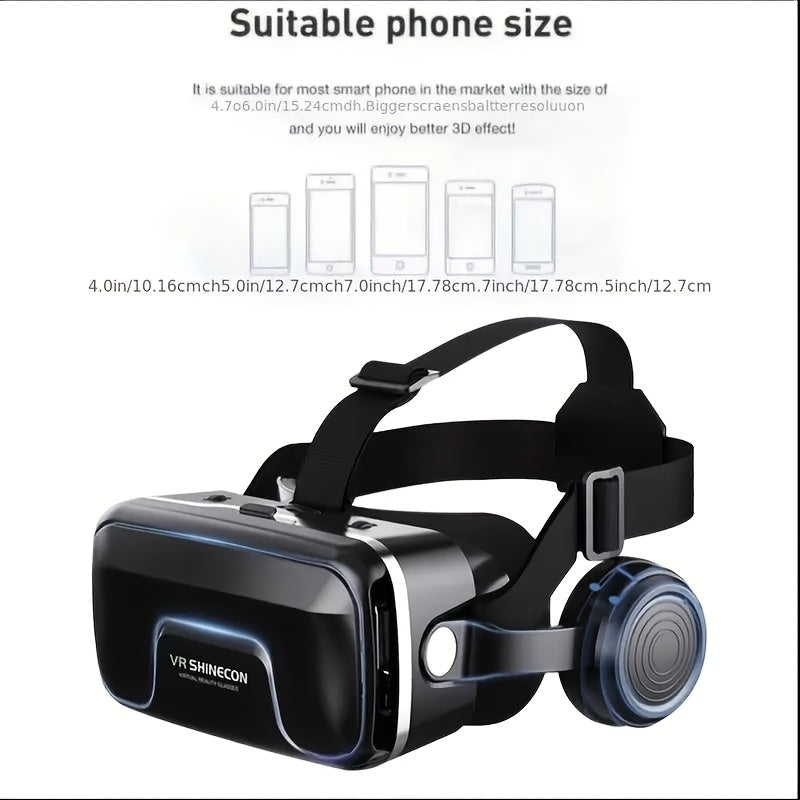 Portable VR Movie Game Glasses - HD Cinema Headset with Adjustable Strap, Smartphone Compatible, No Battery/Charging Required, Stylish Curved Design with Black Body - Ideal Gift for Immersive Home Entertainment, Suitable for