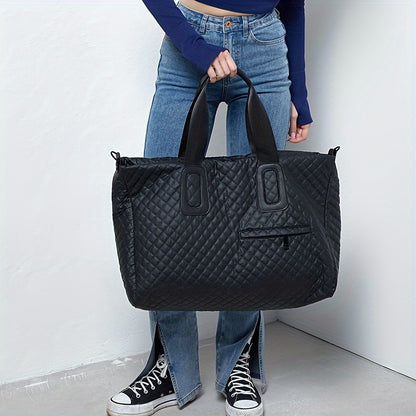 WEIXIER Spacious Multi-Pocket Travel Tote - Durable, Lightweight Women's Handbag for Weekend Getaways & Daily Use - Available in Coffee, White, Black