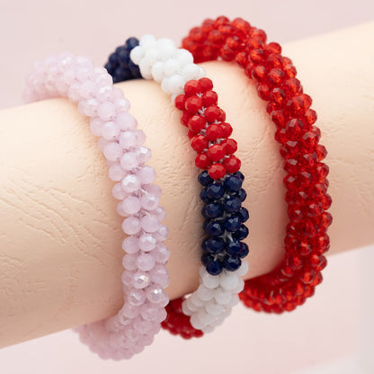 Esbbela 3pcs Bracelet Set Holiday Gift Beaded Artificial Crystal Stackable Strap Set with Elasticity Suitable for Women Men 16.51-20.32 cm Daily Vacation