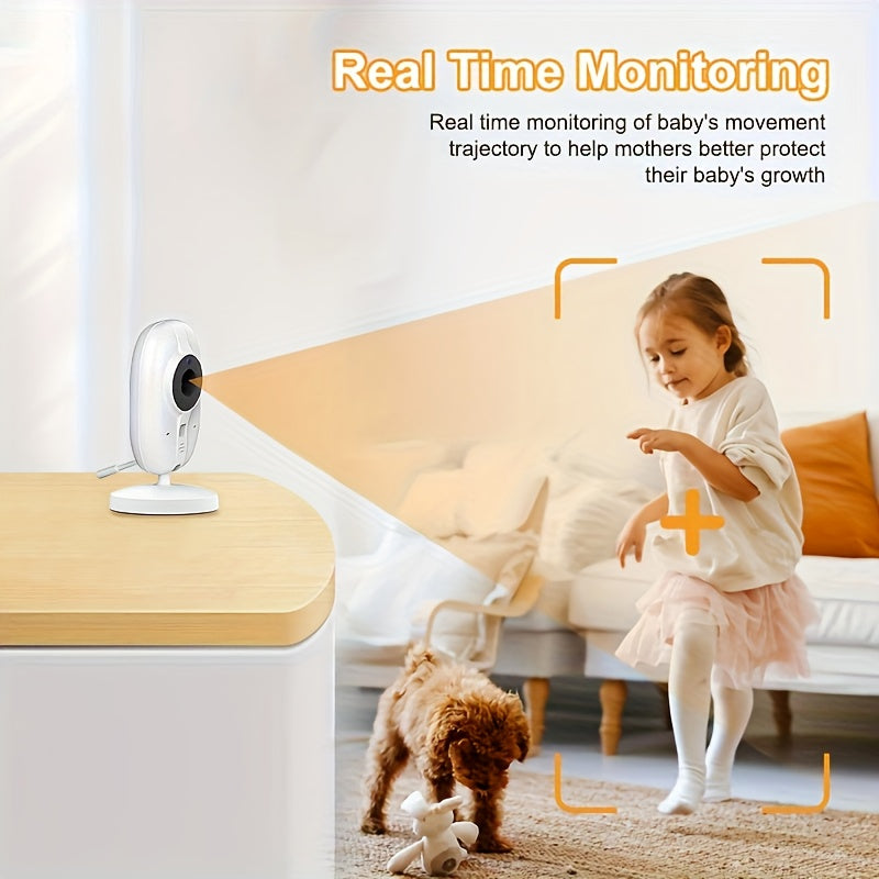 Baby Monitor,with 720P , 8.89 cm LCD Screen, Wireless 274.32meter Transmission  Baby Monitor Range, Auto Night Vision, 2-Way Audio Calling, Temperature Sensor and 8 Lullaby Songs, Editor with, Portable Monitor, Compact Design