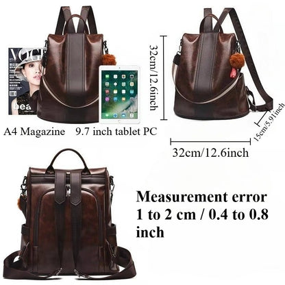 Women's Synthetic Leather Backpack Anti-Theft Large Capacity Bookbag with Adjustable Padded Shoulder Straps, Golden-Tone Hardware (Burgundy/Love-Themed) - Elegant Synthetic Leather Handbag for Travel,, College, Gift for Wife/