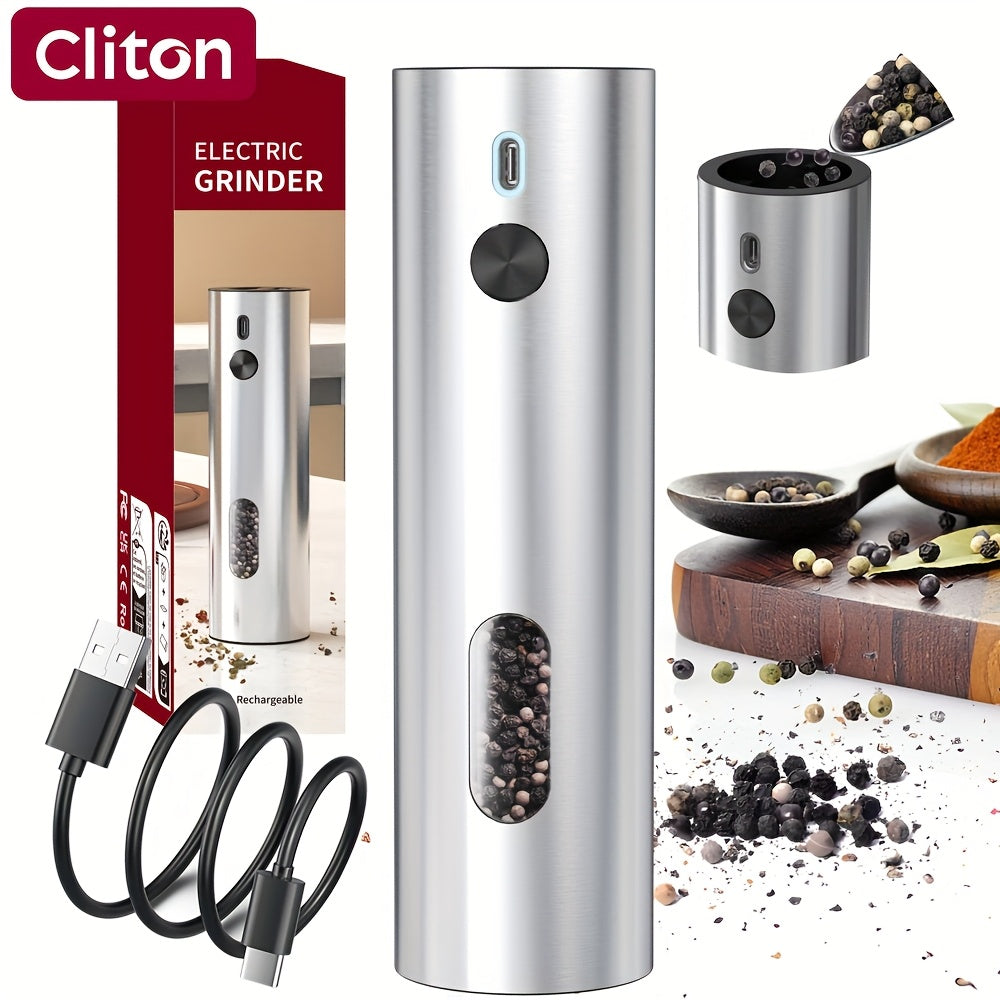 1pc/2pcs - CLITON Rechargeable Salt And Pepper Grinder Set, Salt And Pepper Grinder Electric 2pcs, Rechargeable Salt And Pepper Shakers Set, Electric Salt And Pepper Container, USB Rechargeable with LED Light, Multiple Style