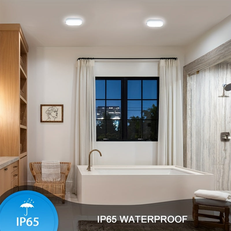WOOKOT 18W Motion & Light Sensor Wall Light, IP65 Moisture-Proof 4000K Ceiling/Cellar Lamp with Semi-Flush Mount, 220-240V Hardwired for Outdoor/Indoor, Garage, Hallway, Stairs, Balcony, Storage Room, Basement, Ceiling Light