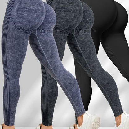 Women'S 3pcs High-Waisted Yoga Pants with Textured Surface, Stretchy & Comfortable - Beige, Black, Gray - Perfect for Fitness, Workouts & All-Season Wear, Workout Leggings | Minimalist Design | Stretchy Fabric