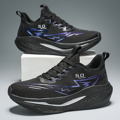 Unisex Gradient Color Breathable Running Shoes - Lightweight Cushioned EVA/TPR Sole, Geometric & Letter Print Design for Road Running, Gym, Casual Wear - All-Season Comfort Low-Top Sneakers, Gym Shoes, Athletic Footwear, Styl