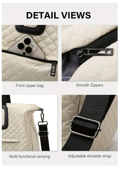 WEIXIER Spacious Multi-Pocket Travel Tote - Durable, Lightweight Women's Handbag for Weekend Getaways & Daily Use - Available in Coffee, White, Black