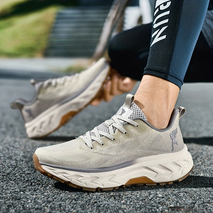 Men's All-Season New Sports Shoes, MD Soft Sole, Breathable Fabric Mesh Upper, Lightweight Design, Thickened Outsole, Fashion Trendy Running and Travel Hiking Camping Footwear