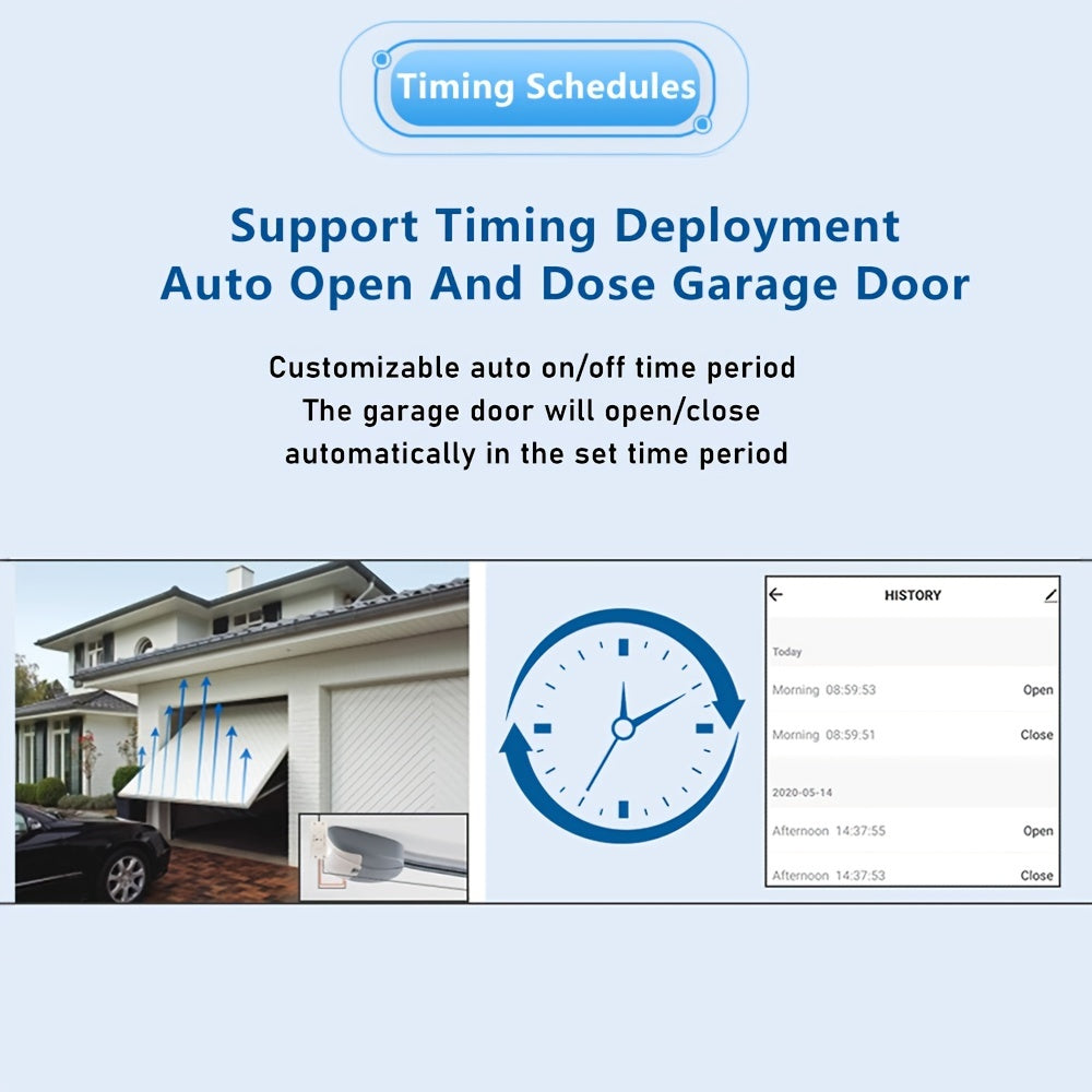 Wifi Switch Smart Garage Door Opener Controller, Compatible with Alexa Echo, Google Home, And Smartlife/Tuya APP Control, Works with RF433 Remote Control. The Tuya Smart Garage Door Opener Can Control Swing And Sliding Door M