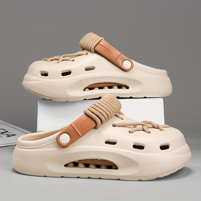 Women's White Clog with Thick Platform Heel - Adjustable Strap & Buckle, Beige - All-Season Indoor/Outdoor Beach Shoes, Lightweight Cushioned Sole, DIY Hole-Punchable Design (No Tools) for Garden, Pool, Casual Wear, Shoes For