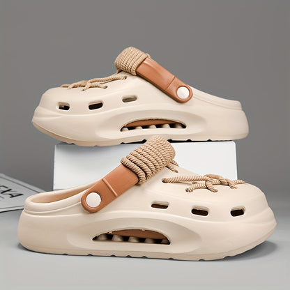 Women's White Clog with Thick Platform Heel - Adjustable Strap & Buckle, Beige - All-Season Indoor/Outdoor Beach Shoes, Lightweight Cushioned Sole, DIY Hole-Punchable Design (No Tools) for Garden, Pool, Casual Wear, Shoes For