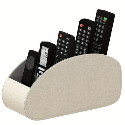 1pc Faux Leather Remote Control Holder - a Desktop Storage Box with 5 Compartments, Suitable for Organizing And Decorating Your Desk, Ideal for TV Remotes/Media Controllers/Office Supplies, a Home Open Storage Box, And a Hous