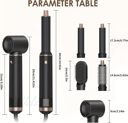 Escova Modeladora de Ar Quente 5 em 1 – Alisador e Modelador de Caracóis Elétrico com Acessórios Intercambiáveis, Escova de Ar Quente para Cabelo Seco ou Molhado, Produtos para Alisar, Secar e Modelar o Cabelo