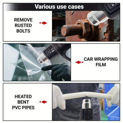 DKEOF 1280W Heavy Duty Heat Gun Kit with Dual-Temperature Settings (302°F/1202°F), Overheat Protection, Fast Heating, Ergonomic Handle & Durable Construction - for Shrinking PVC, Welding