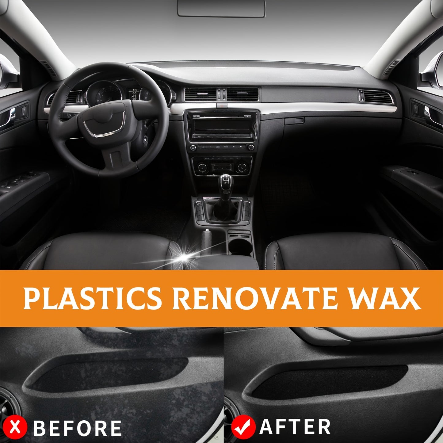Car Plastic Renovator Wax, 50ml - PU Leather Rejuvenation, Scratch Repair for Car Bumpers and Interiors, Enhances Plastic and Leather Restoration, Prevents Aging and Whitening