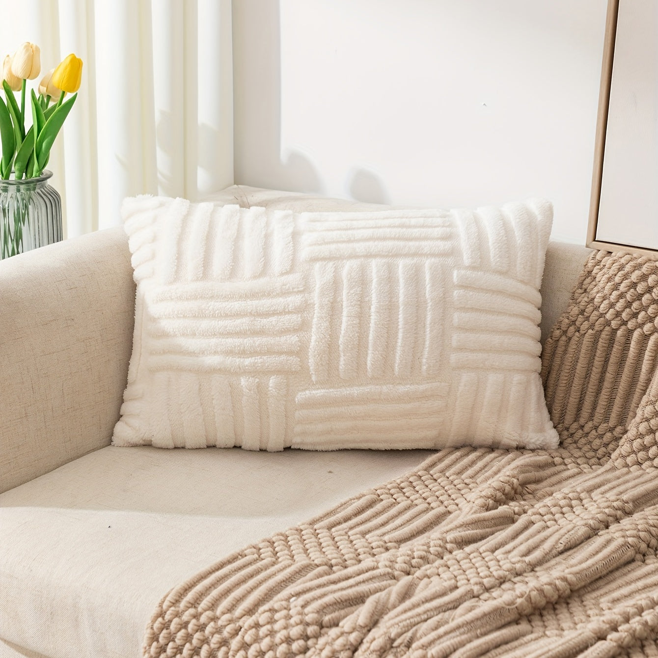 1pc Bohemian Snowflake Velvet Throw Pillow Cover - Soft and Stylish Living Room Decor with Zipper Closure