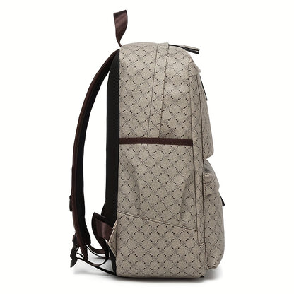 LUMG Men's Large Capacity 15.6-Inch Laptop Backpack with Multiple Compartments, Gray Geometric Design, Business & Travel Backpack for Work, School, or Father's Day Gift, Computer Backpack, Textured Finish