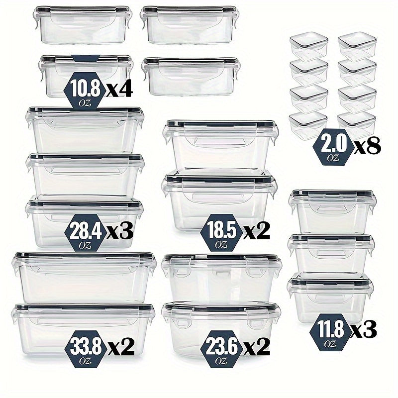 48pcs Airtight Food Storage Container Set with Labels And Marker, Includes 24 Lids + 24 Containers, Reusable & Leak-Proof Plastic Storage Containers for Meat, Eggs, Fruit And Vegetable, Perfect for Pantry, Travel, Outdoor Pic
