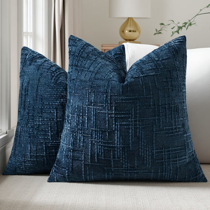 2pcs, Chenille Throw Pillow Covers Set of 2 Thick Textured Slubby Couch Pillow Covers Farmhouse Accent Modern Neutral Decorative Pillow Cases for Bed Sofa, Living Room, Machine Washable