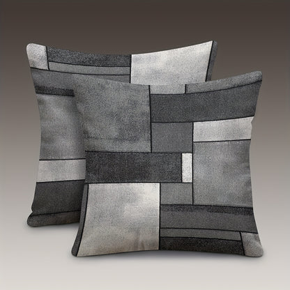 2pcs Modern Geometric Throw Pillow Covers, 45.72x45.72 cm, Dual-Sided Design, Soft Polyester, Zip Closure - Perfect for Living Room & Bedroom Decor (Inserts Not Included)