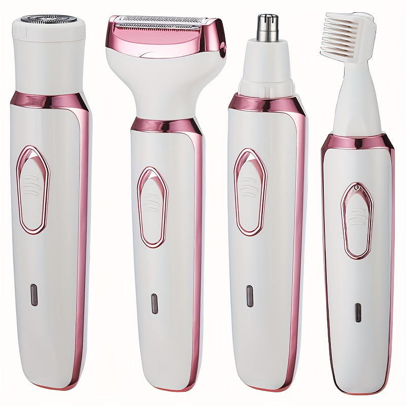 4 In 1 Women's Electric Hair Remover/Women's Multi-Function Electric Hair Remover Set/Women's Bikini Trimmer/USB Rechargeable/Hair Remover for Pubic Hair, Eyebrows, Nose, Face, Legs, / Portable, Gentle, Women's Gift, Mother's