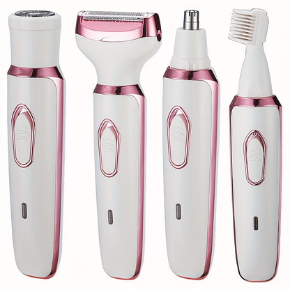 4 In 1 Women's Electric Hair Remover/Women's Multi-Function Electric Hair Remover Set/Women's Bikini Trimmer/USB Rechargeable/Hair Remover for Pubic Hair, Eyebrows, Nose, Face, Legs, / Portable, Gentle, Women's Gift, Mother's