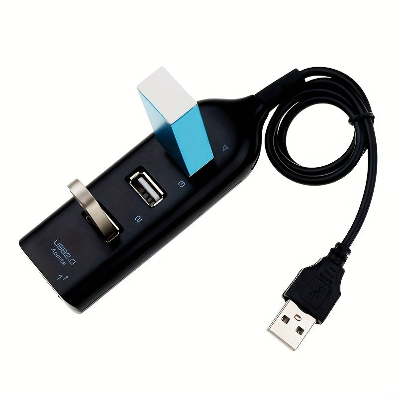Hub USB de alta velocidade com 4 portas USB 2.0, cabo incluído, mini divisor USB, compatível com adaptadores de corrente e múltiplas tomadas para PC, portátil e notebook.
