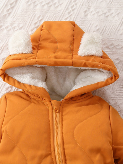 Infant Hooded Thick Romper Long Sleeve Zipper Thermal Jumpsuit, Babies & Kids Coat