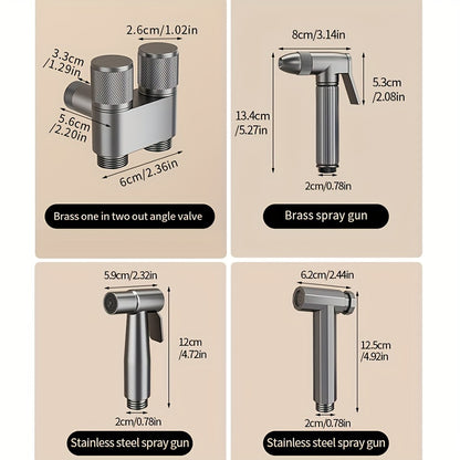 1pc Stainless Steel Handheld Bidet Sprayer - Powerful, Non-Electric Bathroom Cleaning Nozzle with Extendable Hose for Toilet Flushing & Personal Hygiene