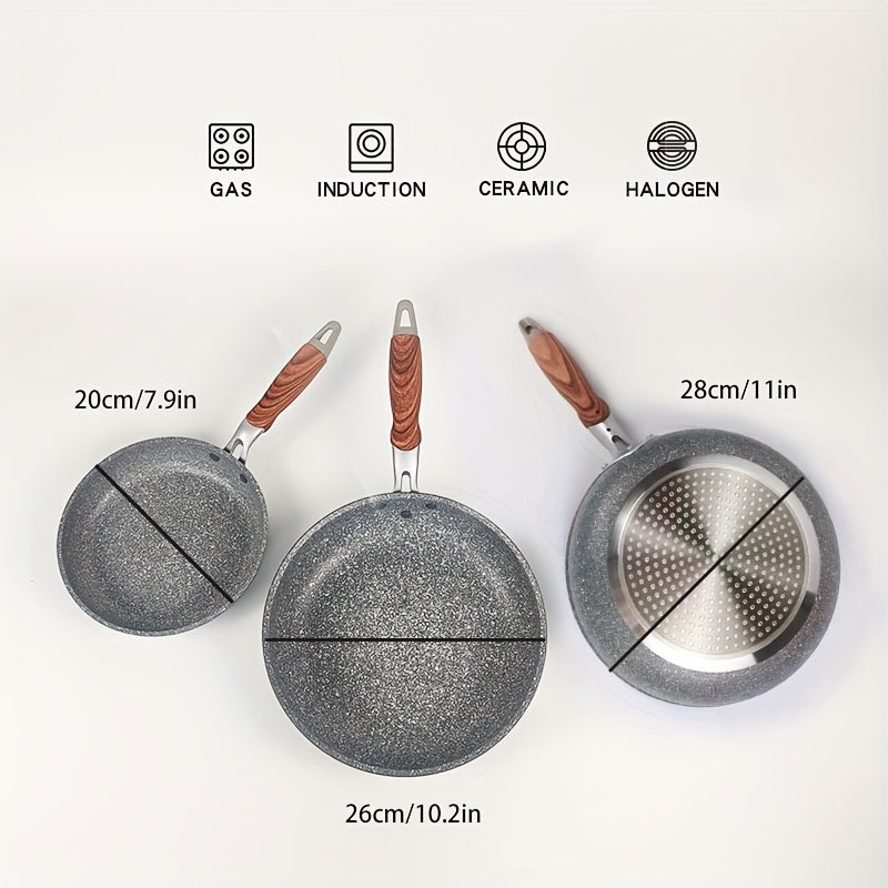 1pc Flat Bottom Frying Pan, Non-Stick Frying Pan, Household Cookware, Suitable for All Stovetops, Easy to Clean, Ideal for Home Kitchen Use