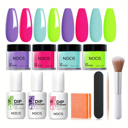11Pcs/Set Dip Powder Nail Kit Starter 4 Colors Nude Skin Tone Golden Glitter Neutral Acrylic Dip Powder Liquid Set With Base Coat And Top Coat Activator For French Manicure Salon