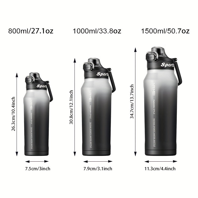 Garrafa de água desportiva NRMEi com palhinha, tampa flip-top e pega portátil - Design durável, resistente a impactos e antiderrapante para ginásio, atividades ao ar livre e hidratação. Acabamento brilhante e elegante. Material livre de BPA.