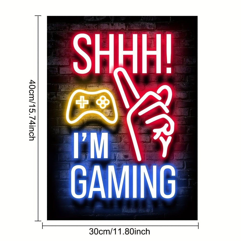 1pc Neon Game Poster - Vibrant Canvas Painting for Electronic Sports Room, Game Hall, and Boys' Bedroom - Perfect Wall Decor for Gamers