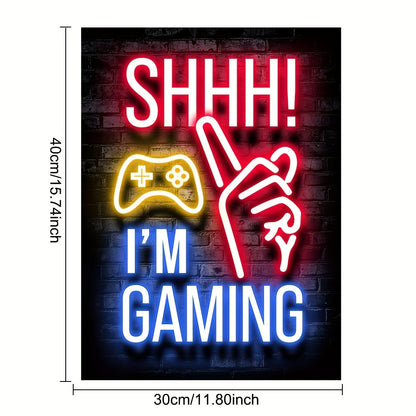 1pc Neon Game Poster - Vibrant Canvas Painting for Electronic Sports Room, Game Hall, and Boys' Bedroom - Perfect Wall Decor for Gamers