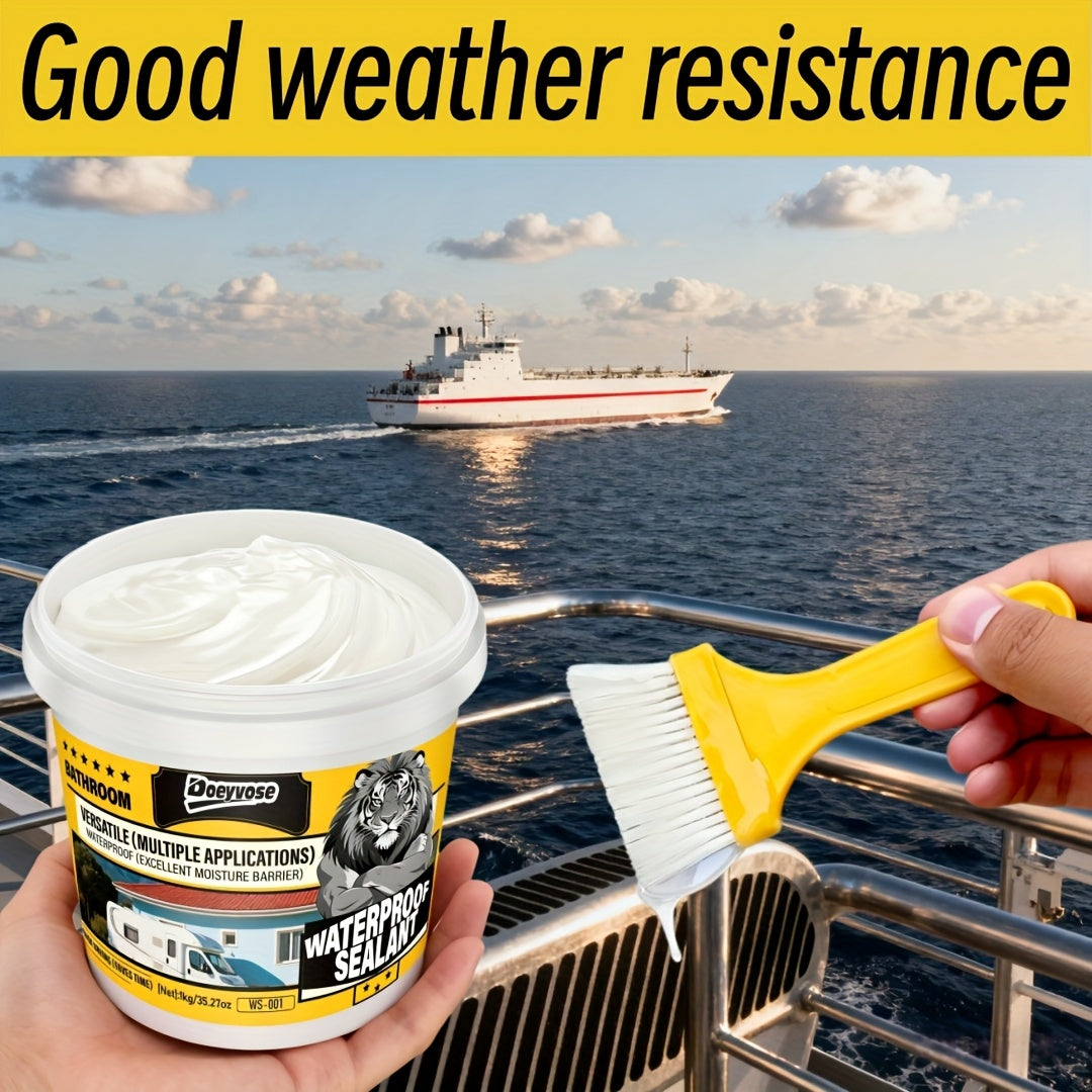 1kg/35oz DOEYVOSE Heavy-Duty Waterproof Sealant - Quick-Drying No-Residue Waterproofing Coating, Strong Adhesive for Ship Decks, Floors, Basements, Roofs, - & DIY Leakproof Seal (1kg Tube)