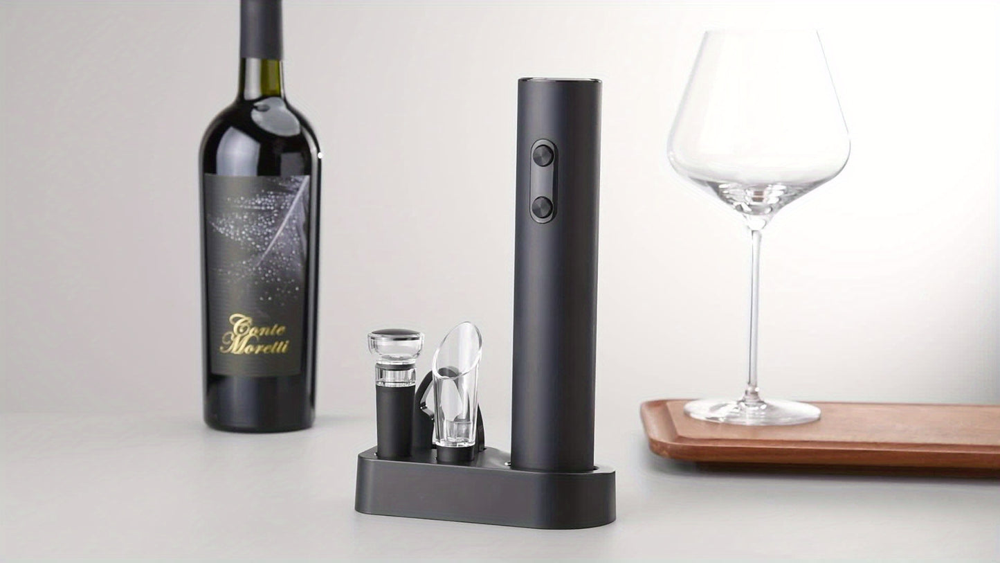 Abridor de Vinho Elétrico - Unidade ou Conjunto de 5 peças com Selador a Vácuo e Doseador, Kit de Ferramentas Automáticas para Bar, Ideal para Casa, Festas e Presentes
