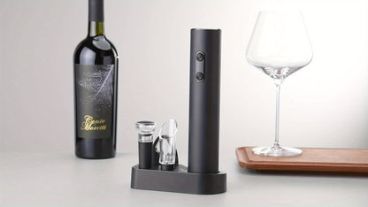 Abridor de Vinho Elétrico - Unidade ou Conjunto de 5 peças com Selador a Vácuo e Doseador, Kit de Ferramentas Automáticas para Bar, Ideal para Casa, Festas e Presentes
